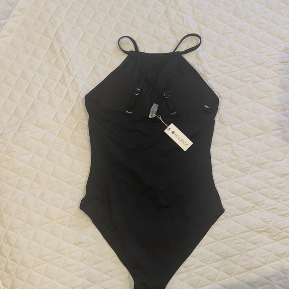 Holipick Black High Neck One Piece Swimsuit-size L Tummy Control - Picture 6 of 8